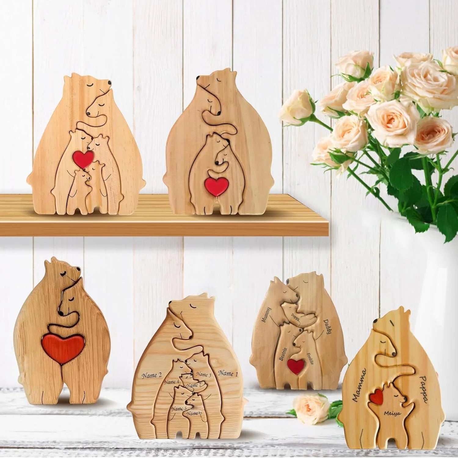 Wooden Bear Family